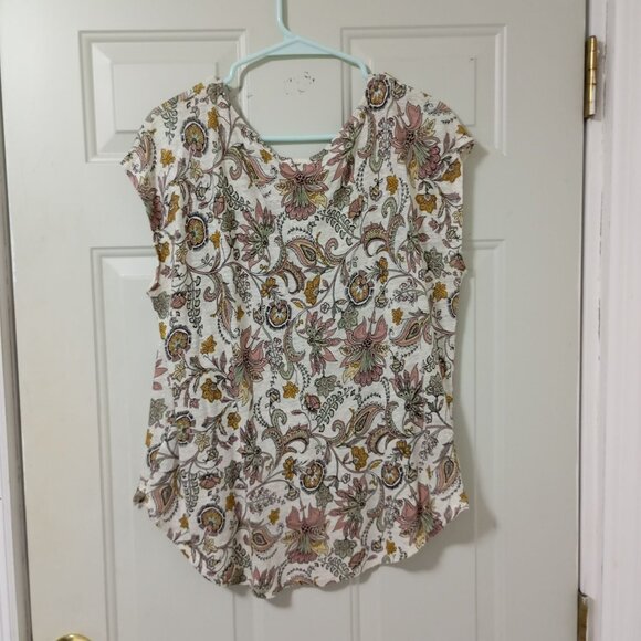 Rachel Zoe Womens Floral 100% Linen Blouse Top Size L Bohemia - Picture 6 of 8